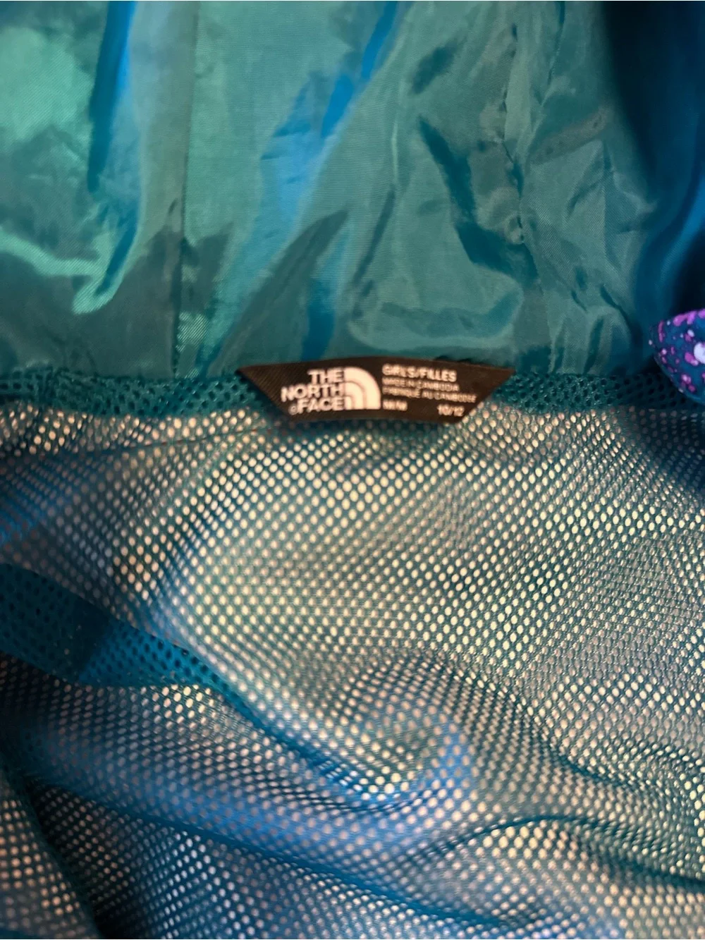 The North Face Kids Printed Resolve Reflective Jacket in Teal and Purple